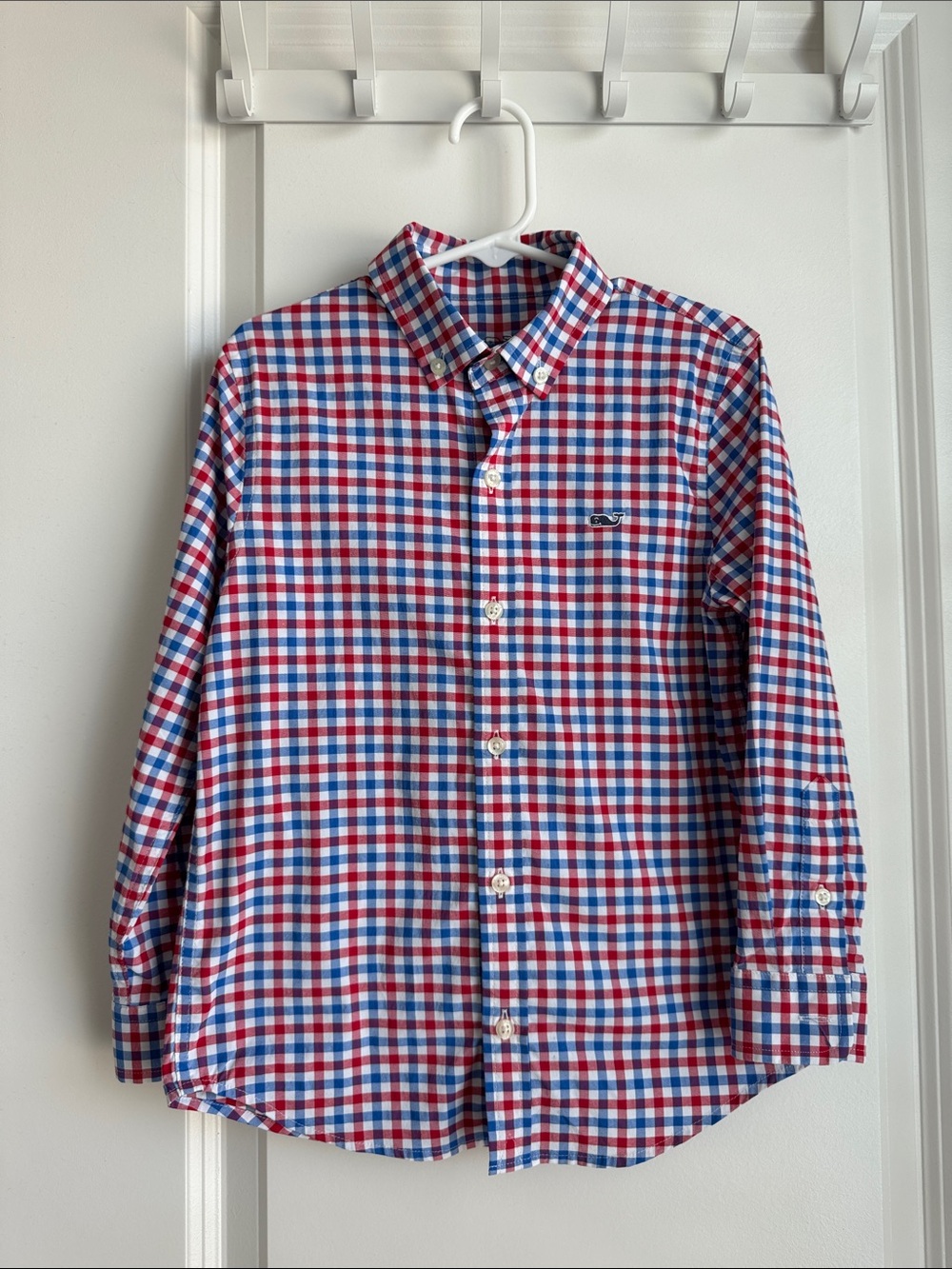 Vineyard Vines Boys Red, Blue & White Gingham Button-Down Shirt